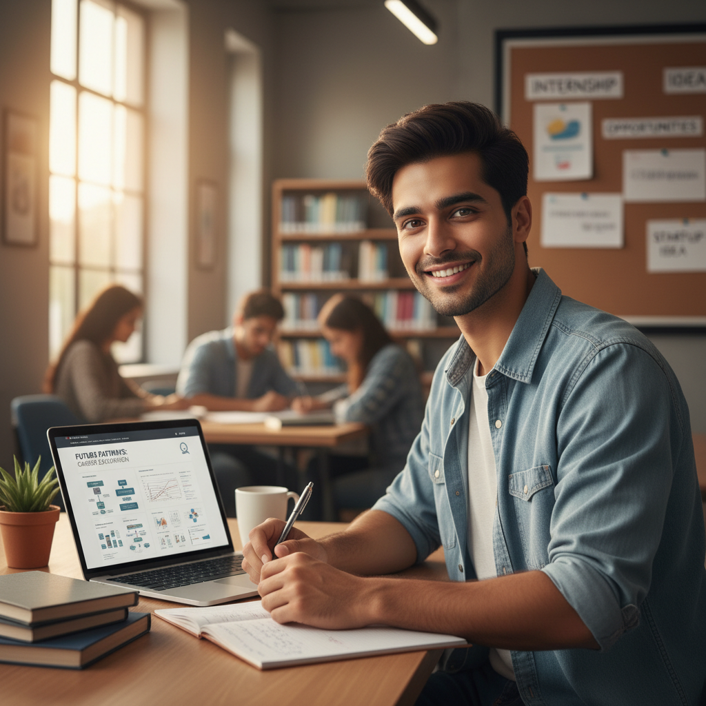 Indian student boy taking a psychometric assessment test on a tablet
