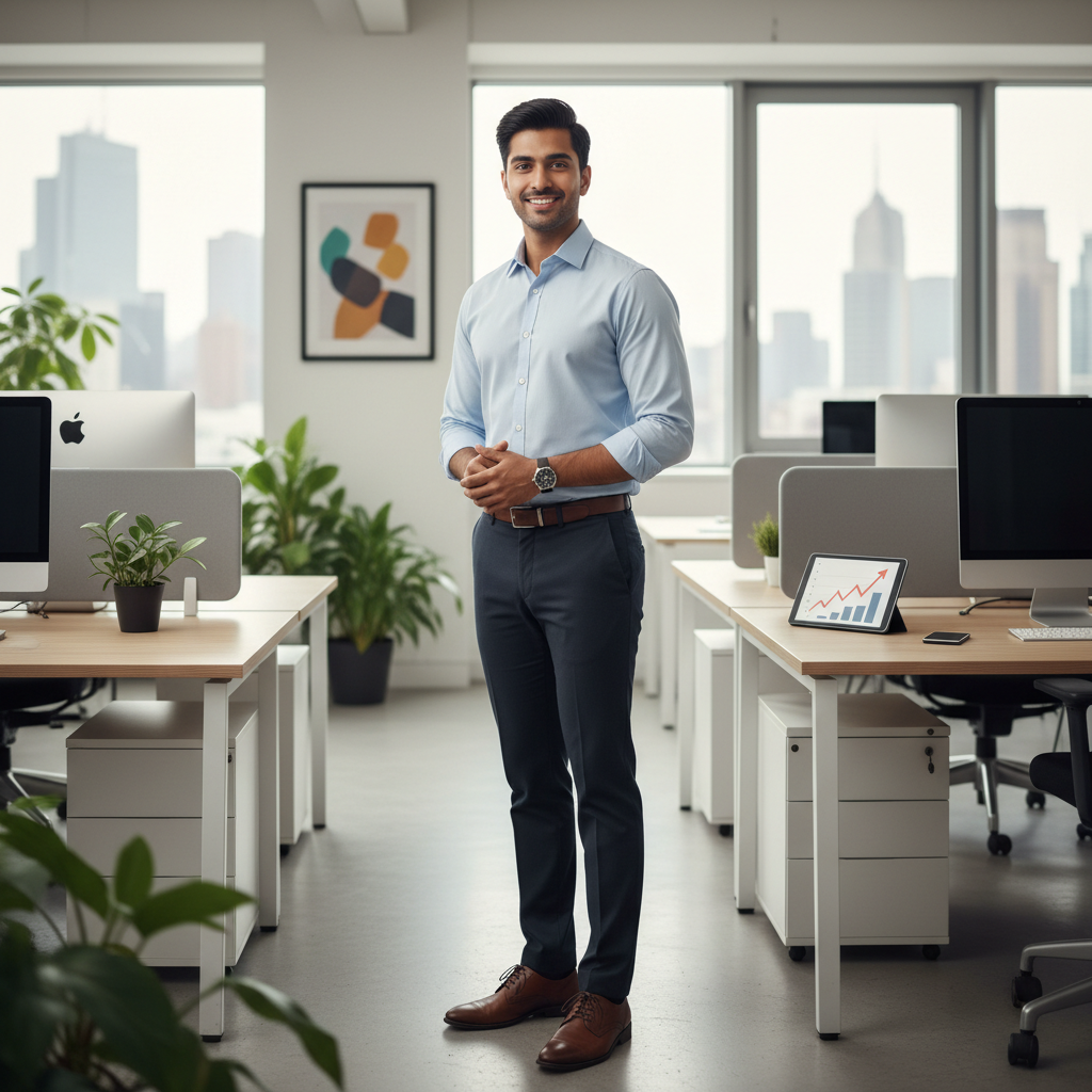 Indian working professional planning career growth on a whiteboard